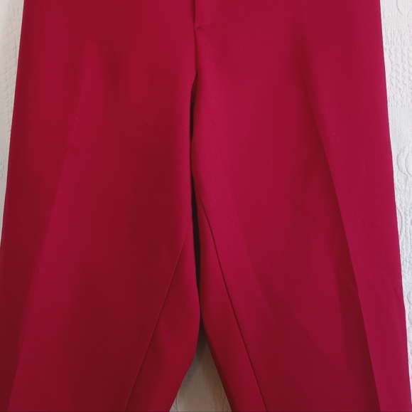 Bend Over Red Straight Leg Dress Pants Retro Pleated Business Colorful Plus 24W - Picture 4 of 14